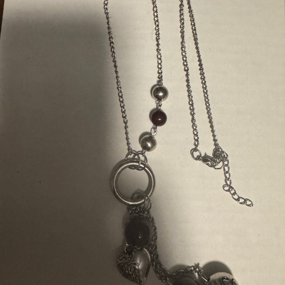 Elegant Silver and Brown Pendant Necklace - Picture 3 of 3